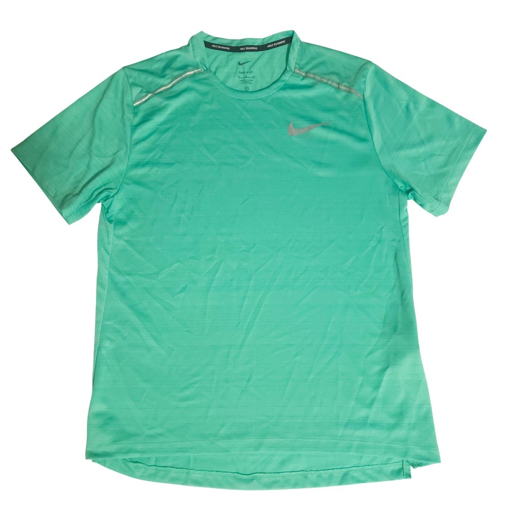 Nike Running Dri-FIT Shirt Mens Medium Teal Short Sleeve AJ7565-369 Training Top